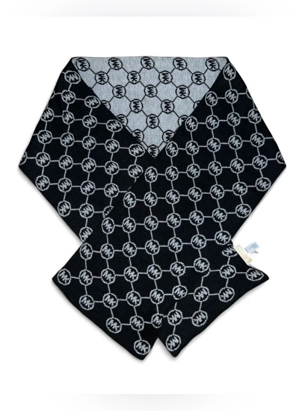 Reversible Black & Gray Knit Logo Michael Kors Pattern Scarf